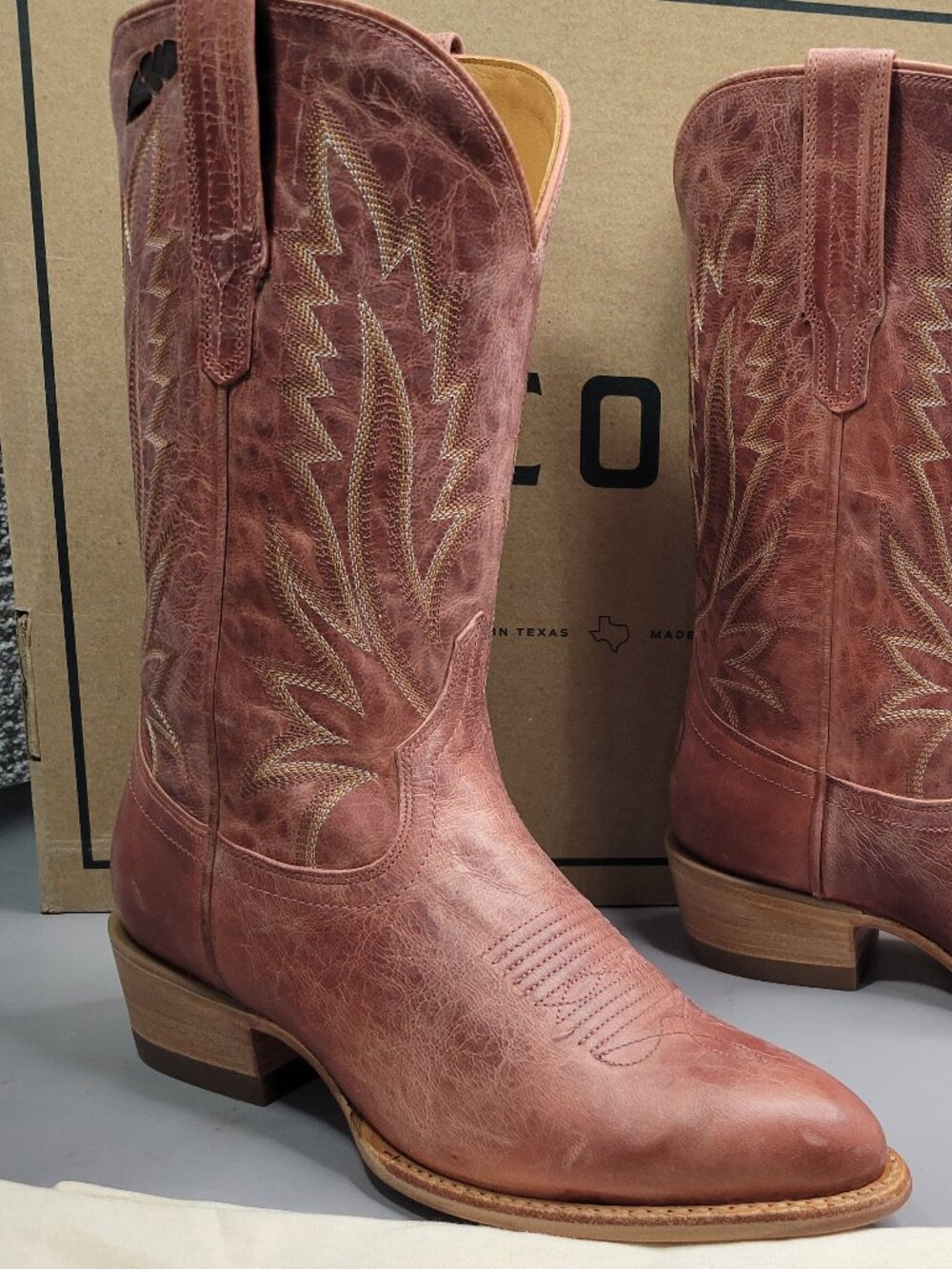 Tecovas the Jamie Women's Size US 8.5B Pink Frost Leather Cowgirl Boots - Picture 8 of 13